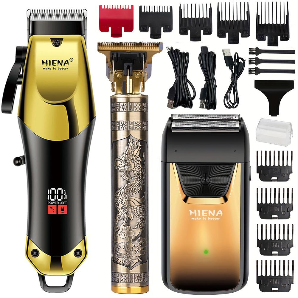 3-Piece Professional Blonde Hair Clipper & Trimmer Kit for Men - USB-Rechargeable Barber Set Featuring LCD Display, Adjustable Blade Hair Clippers, and Professional Men's Trimmer