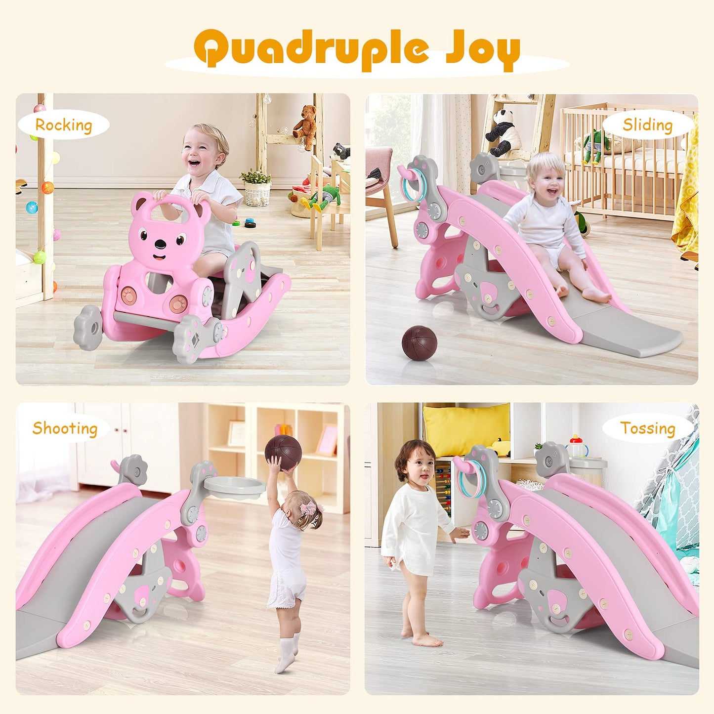 TinyTrek™ 5-in-1 Toddler Adventure Playset – Slide, Rocker, Swing, Climber & Tunnel for Ages 1–5