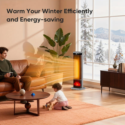 24inch Space Heaters for Indoor Use, Portable Heater with 3 Light Colors, Adjustable Thermostat with Remote, Tip-over Protection Up to 95°F, 60°Oscillation,stop operating 30 seconds after the power is cut off.