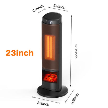 24inch Space Heaters for Indoor Use, Portable Heater with 3 Light Colors, Adjustable Thermostat with Remote, Tip-over Protection Up to 95°F, 60°Oscillation,stop operating 30 seconds after the power is cut off.