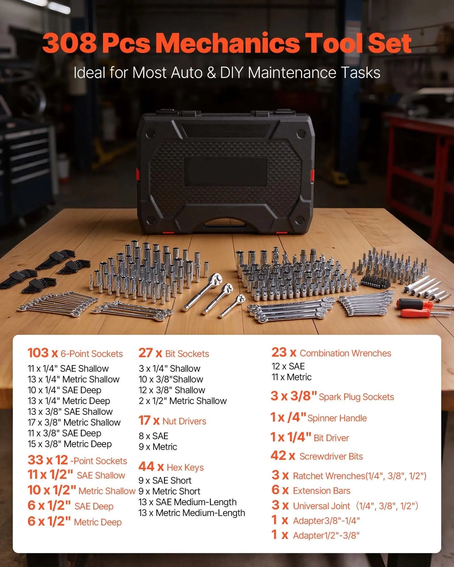 TORVEX™ 308-Piece Professional Mechanic Tool Set