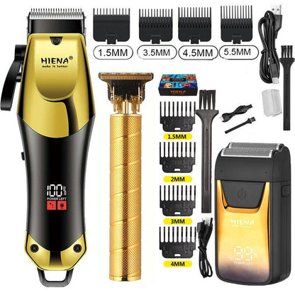 3-Piece Professional Blonde Hair Clipper & Trimmer Kit for Men - USB-Rechargeable Barber Set Featuring LCD Display, Adjustable Blade Hair Clippers, and Professional Men's Trimmer
