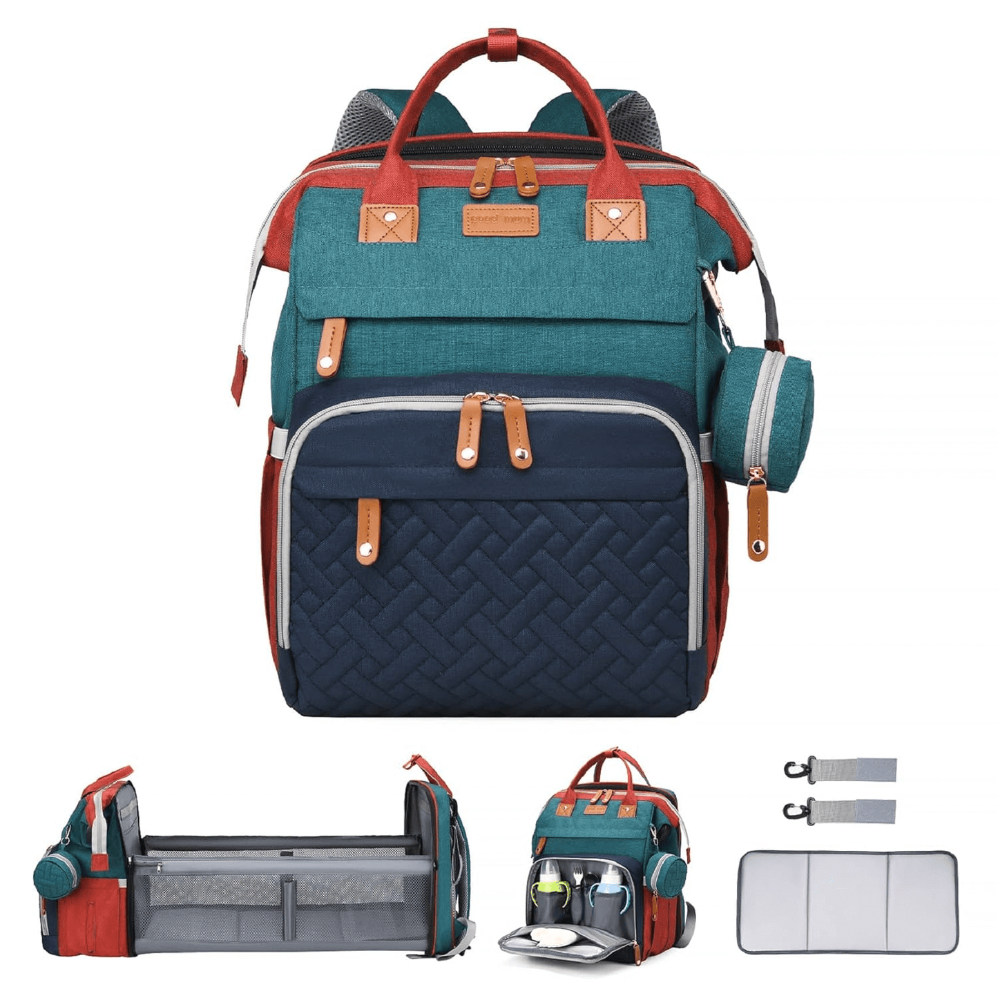 All-in-One Diaper Backpack with Built-in Changing Station & Bassinet