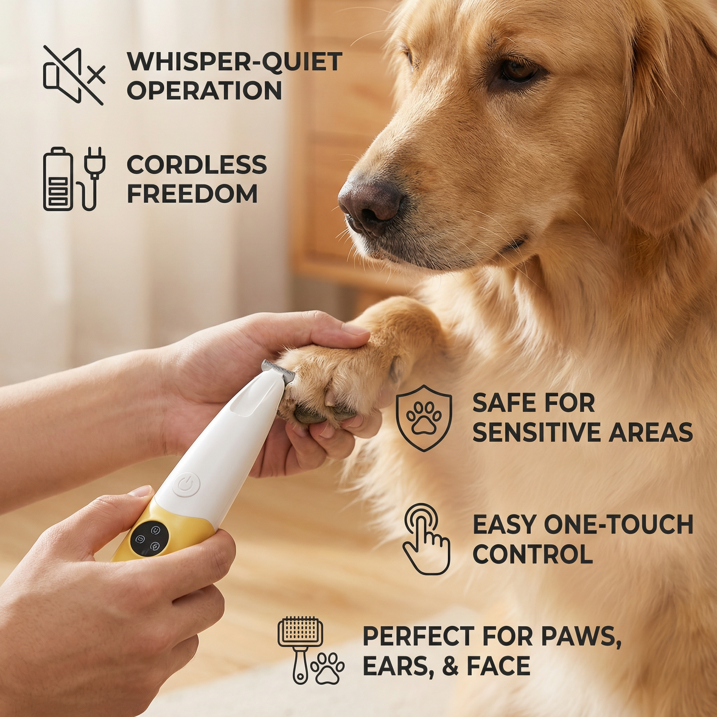 Pet Paw Trimmer – Quiet, Cordless Grooming Trimmer for Dogs & Cats